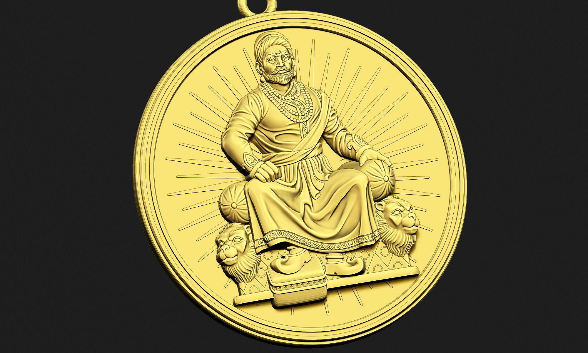 Shivaji Maharaj Pendant 3D print model_8