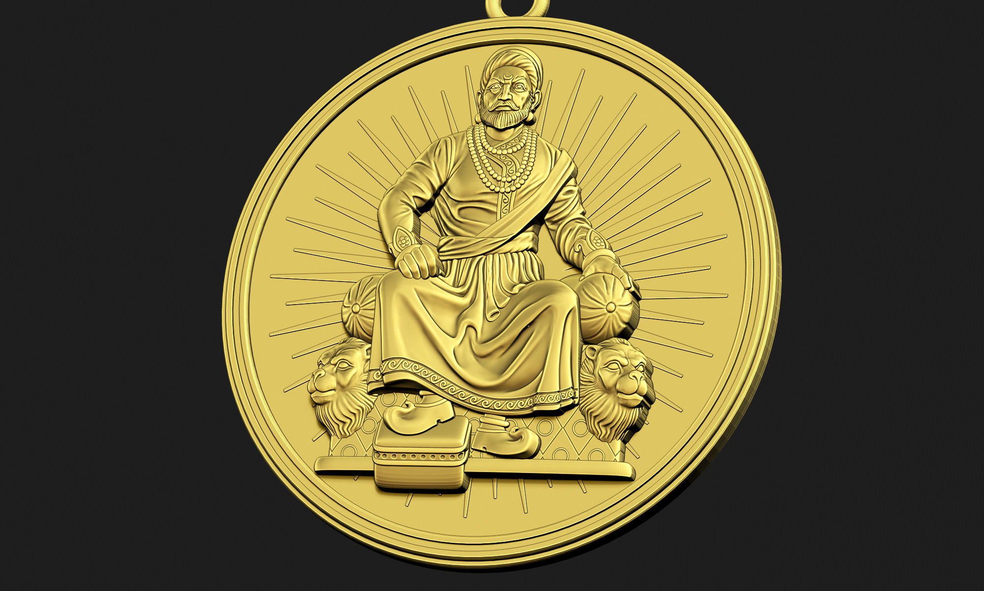 Shivaji Maharaj Pendant 3D print model_9