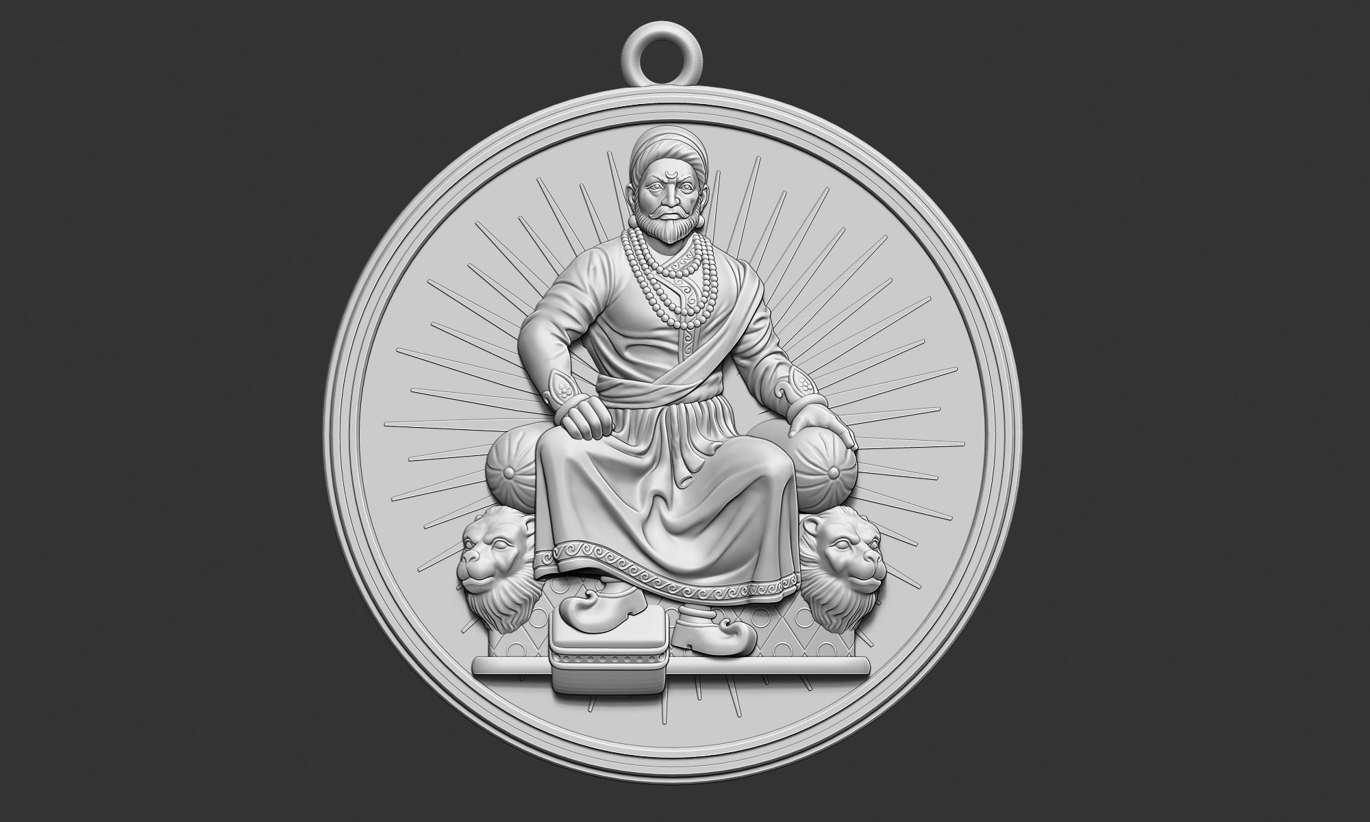 Shivaji Maharaj Pendant 3D print model_10