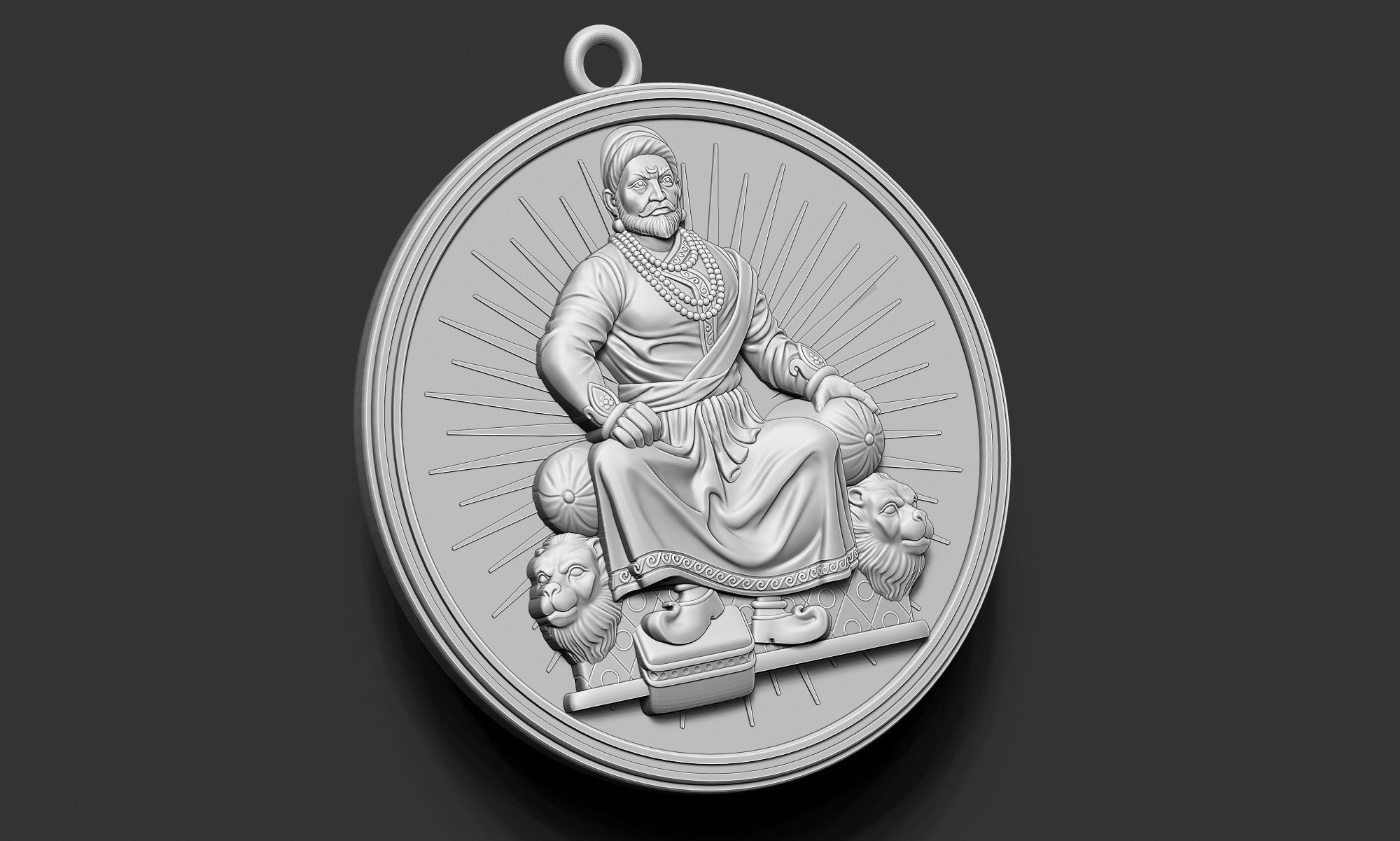 Shivaji Maharaj Pendant 3D print model_4