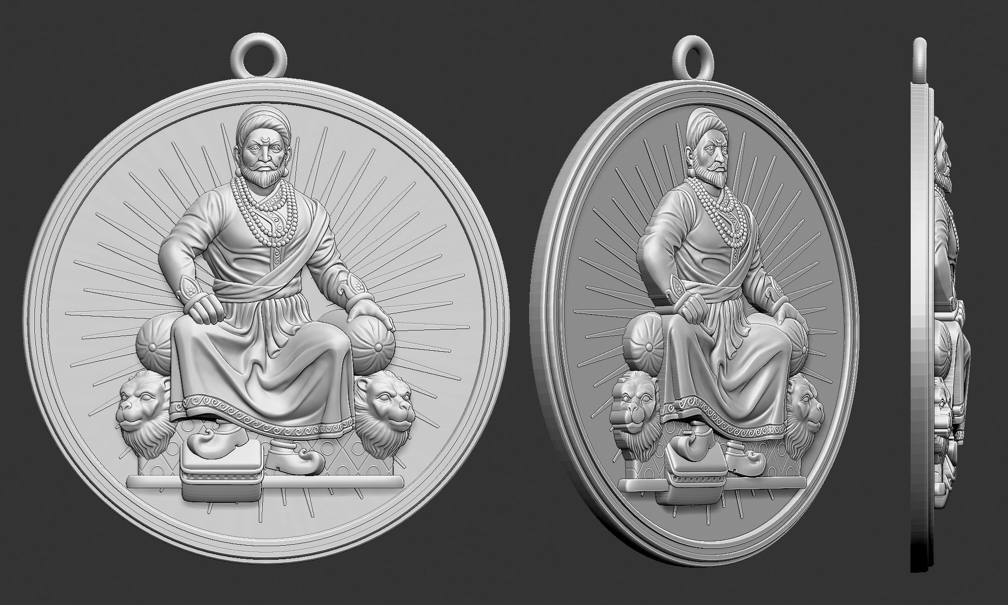 Shivaji Maharaj Pendant 3D print model_1