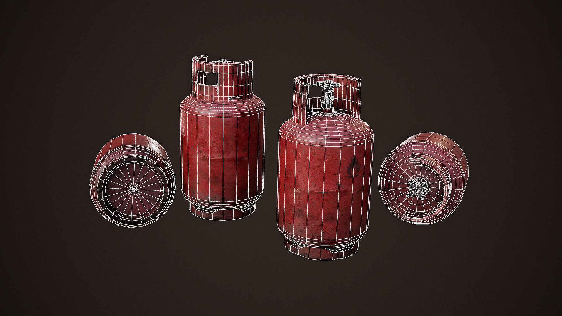 Propane tank Low-poly 3D model_4