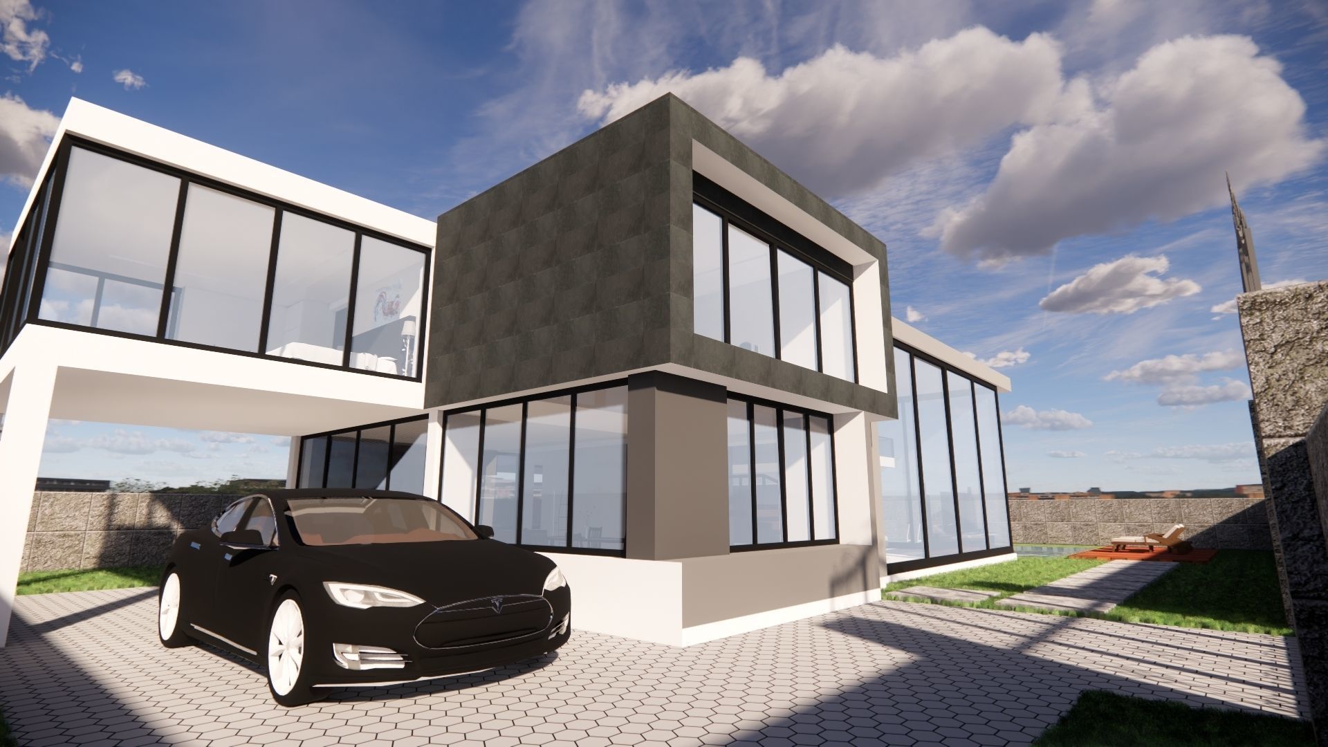 luxurious modern house 3D model_1