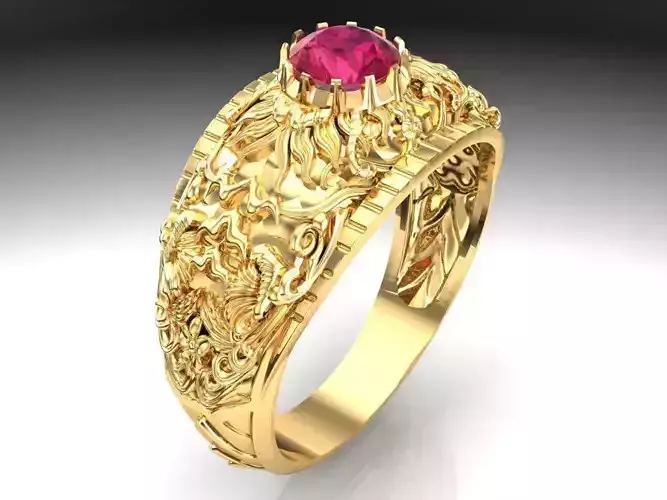  Pattern ring - Sculpture ring - Art ring - Mens ring - N107115