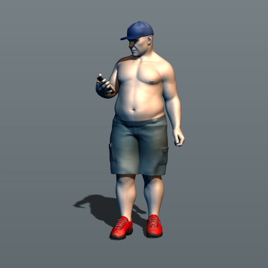 Obese truck driver in the middle of summer