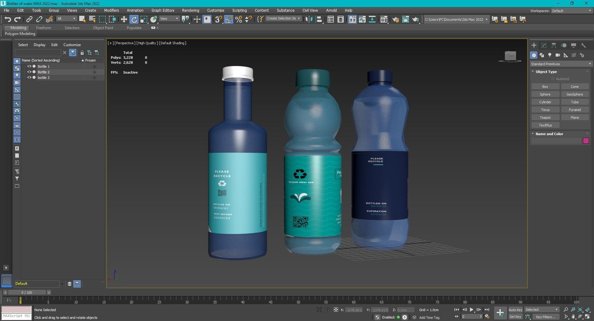 Bottles of water Low-poly 3D model_10