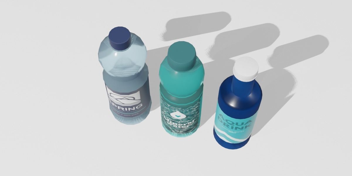 Bottles of water Low-poly 3D model_4