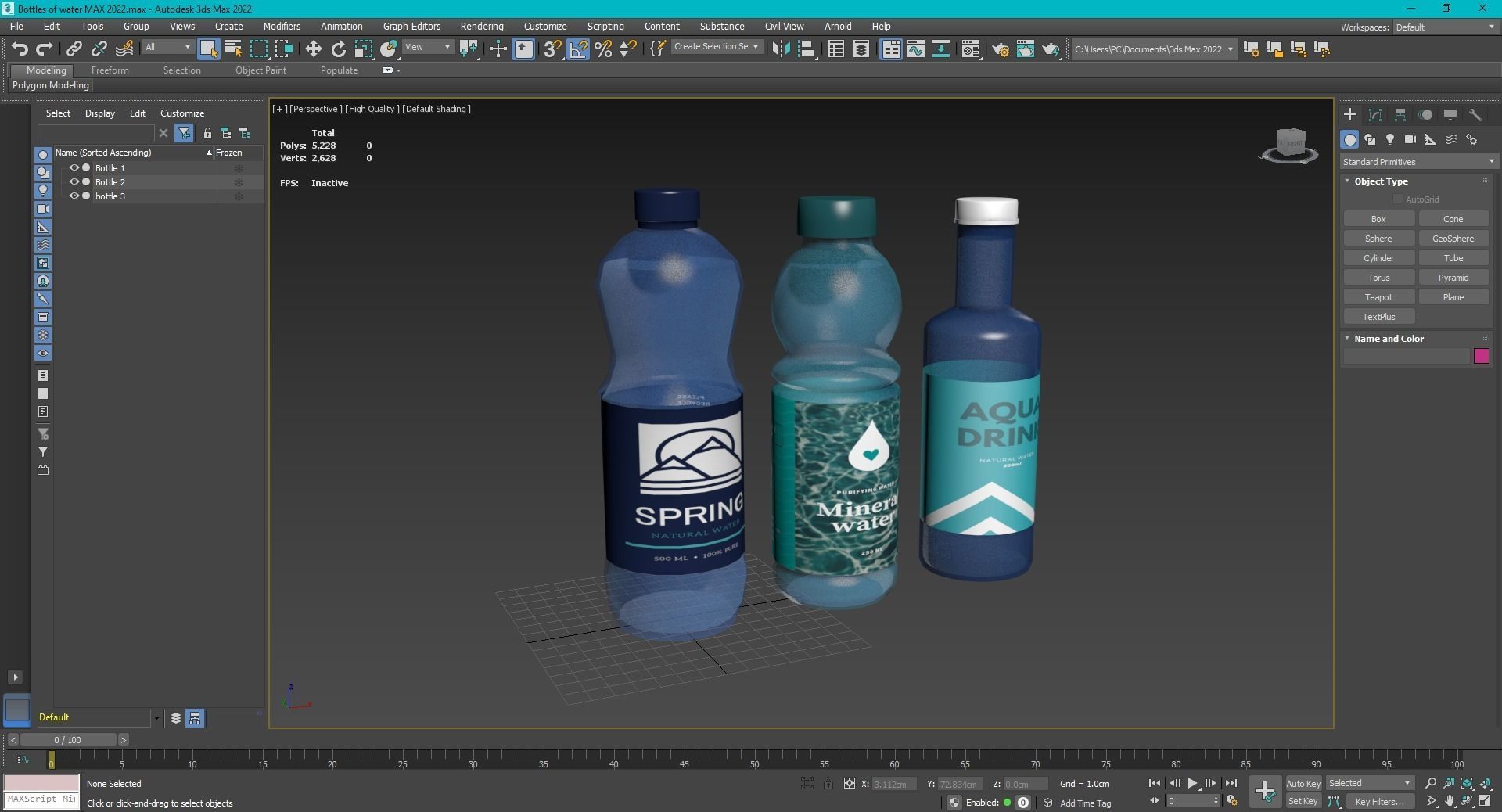 Bottles of water Low-poly 3D model_9