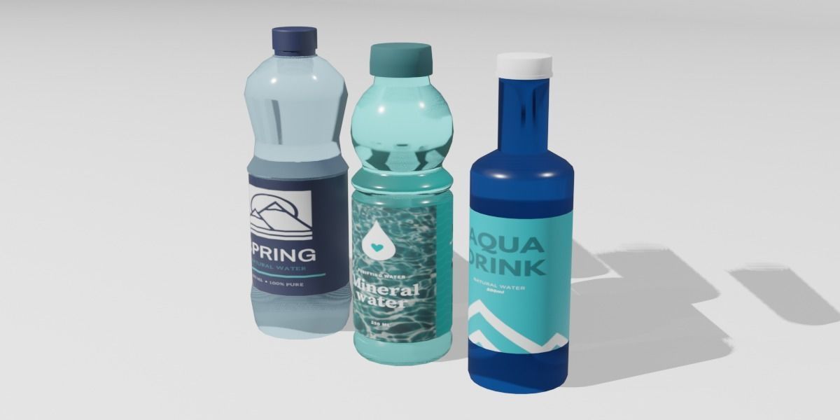 Bottles of water Low-poly 3D model_3