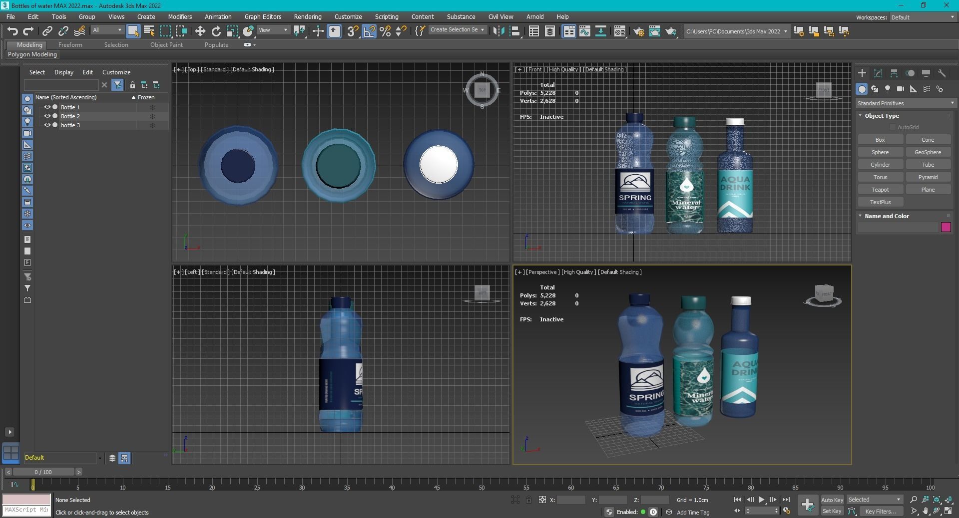 Bottles of water Low-poly 3D model_8