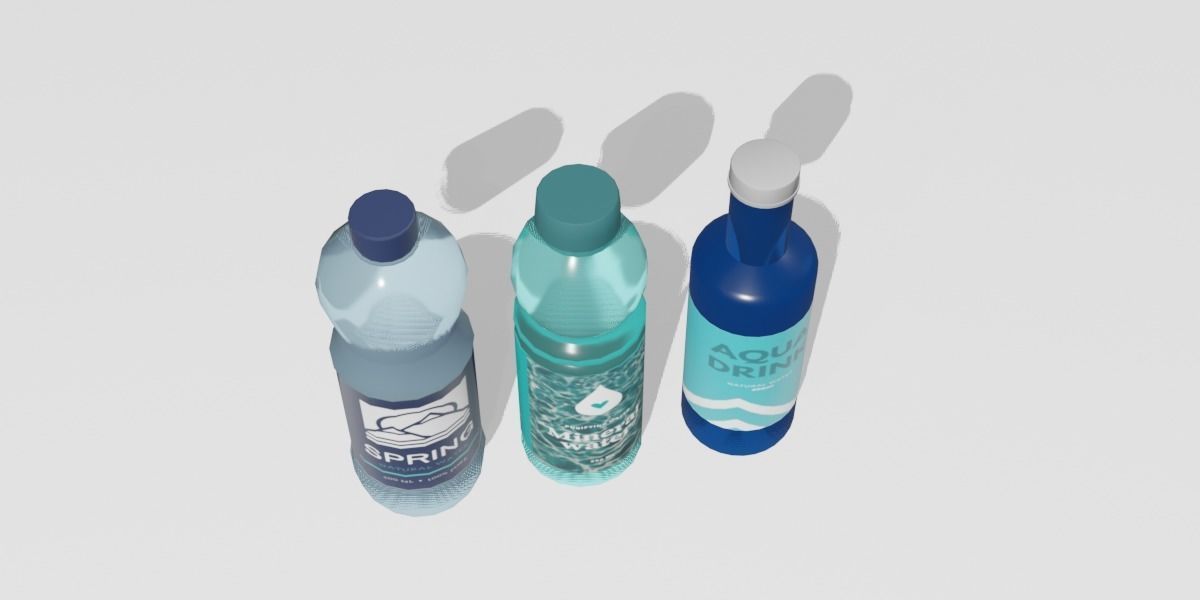 Bottles of water Low-poly 3D model_6