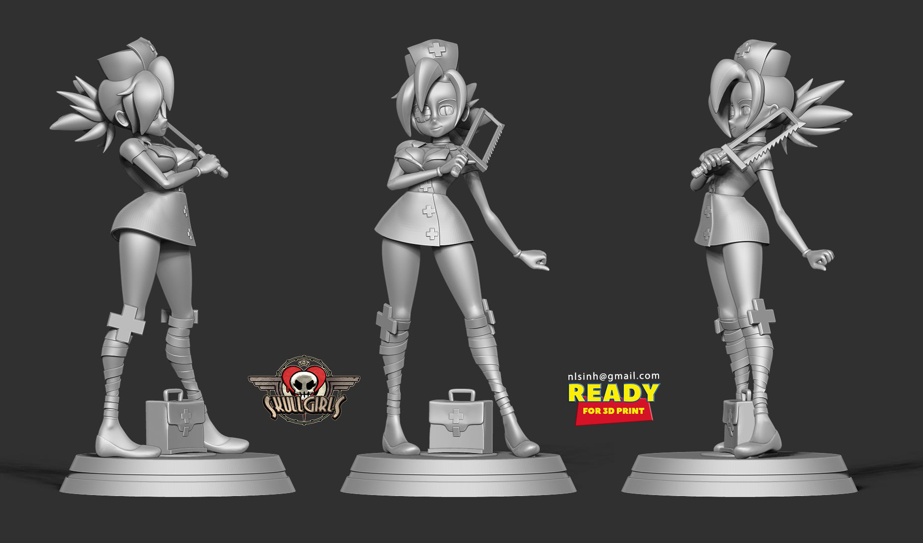 Valentine - Skullgirls Fanart 3D print model_5
