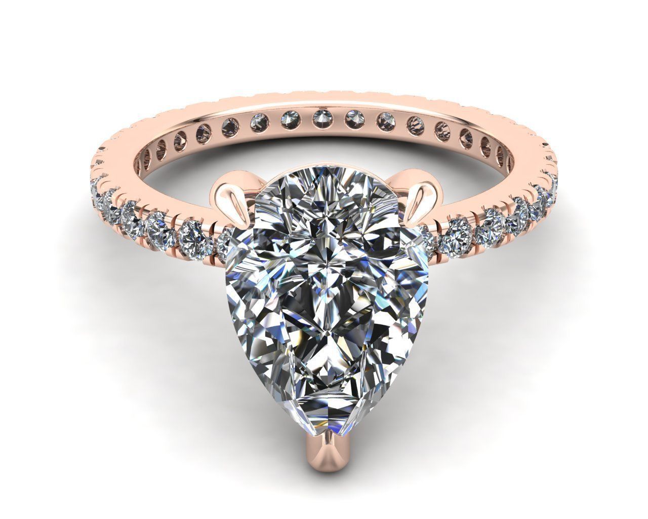 Pear Engagement Ring 3d Model 3D print model_1