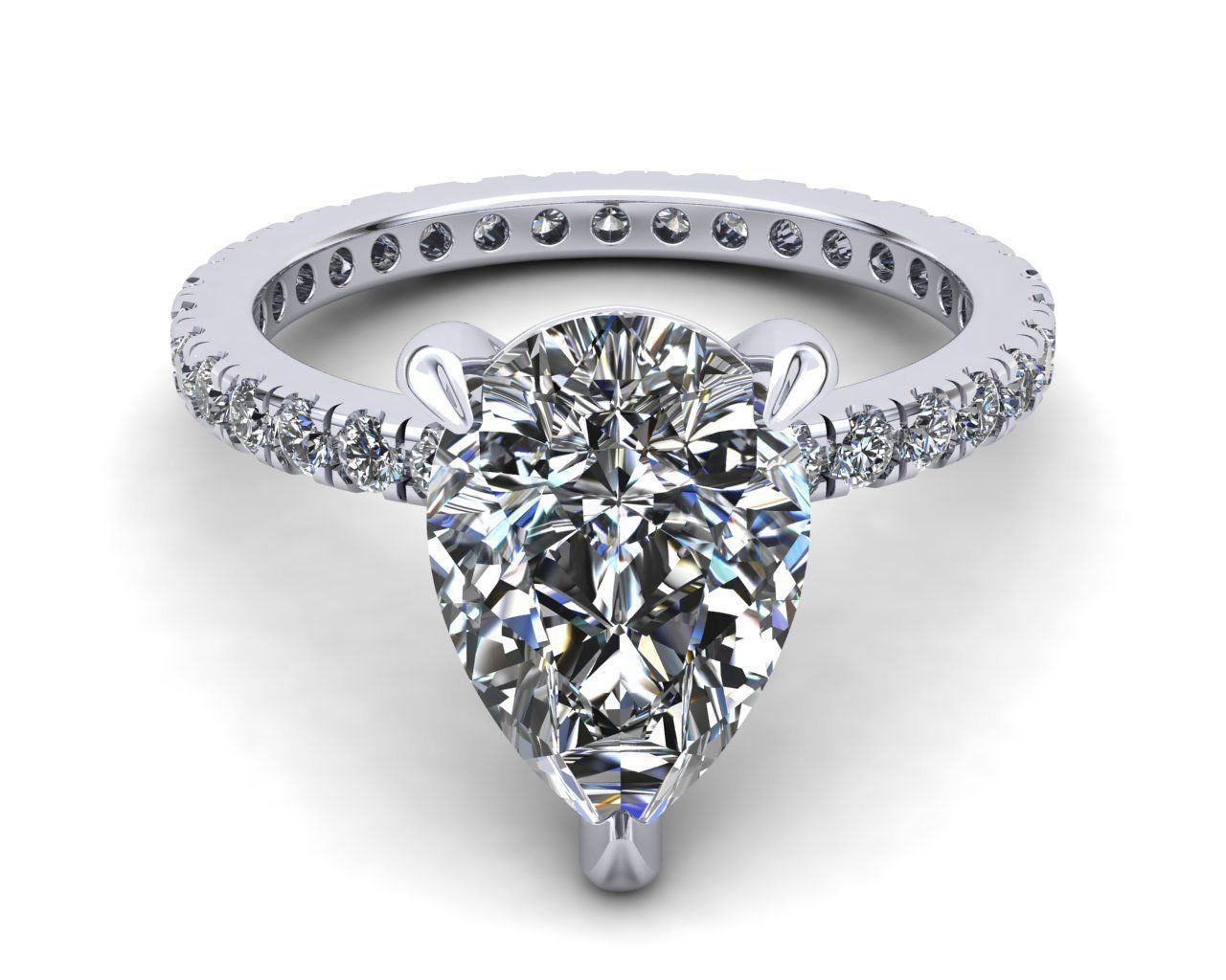 Pear Engagement Ring 3d Model 3D print model_14