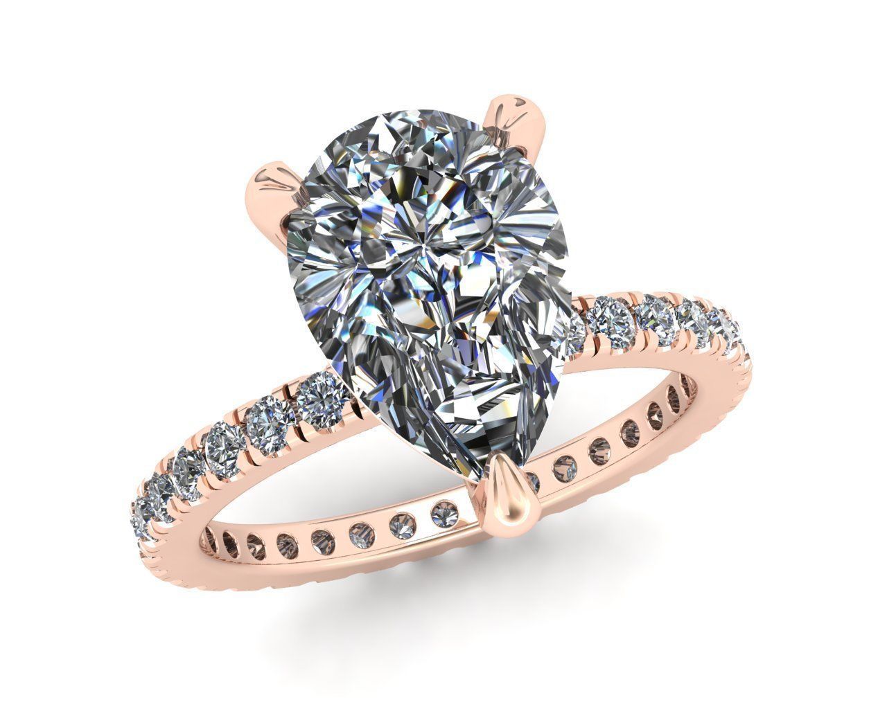 Pear Engagement Ring 3d Model 3D print model_11