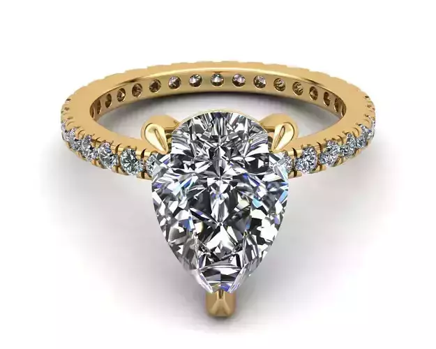 Pear Engagement Ring 3d Model 