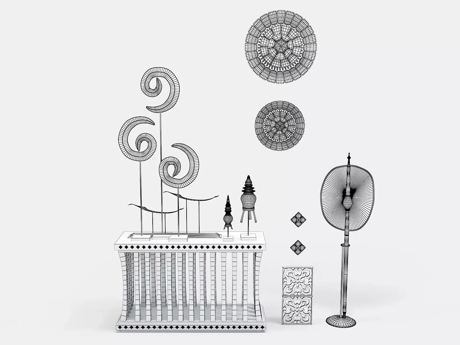 Thai decorate 3D model_0