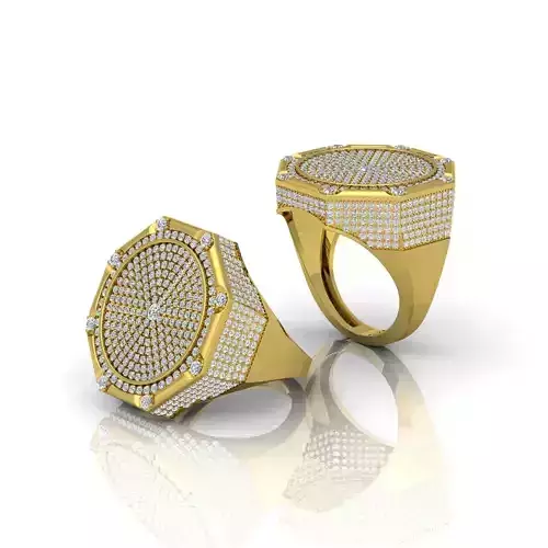 Round Top mens Ring 3d Model 