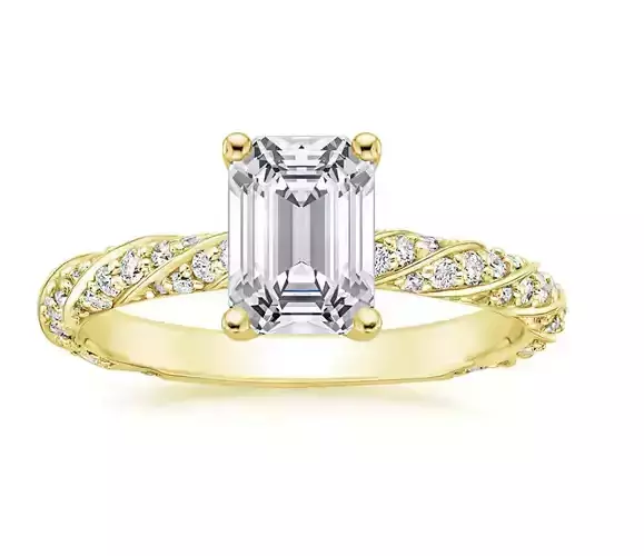 Emerald Engagement Ring 3d Model 