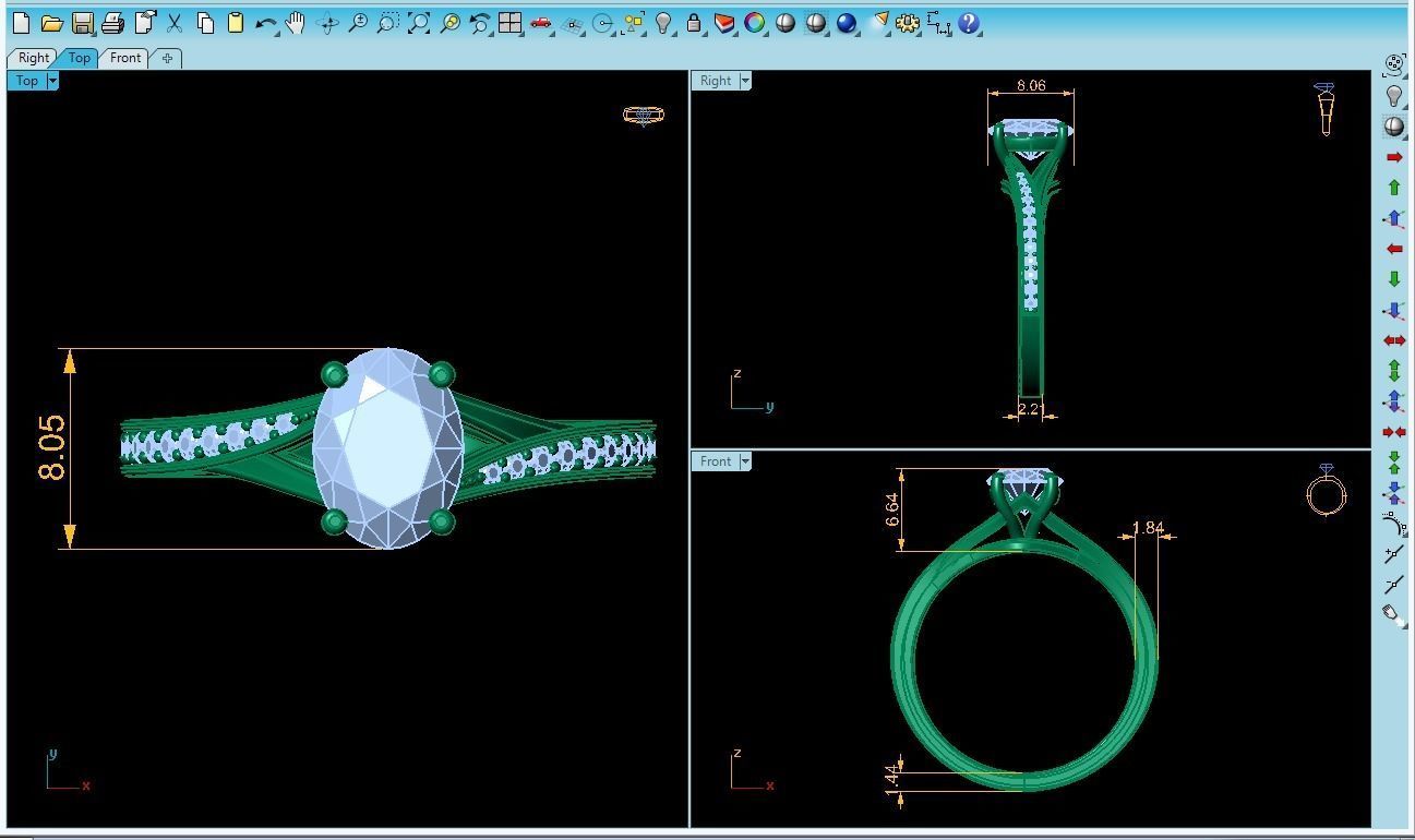 Oval Engagement Ring 3d model 3D print model_8