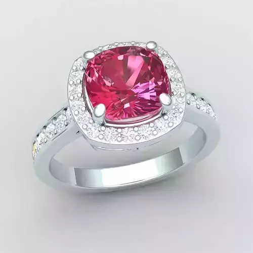 Pink Cusion Halo Ring 3d Model  3D print model