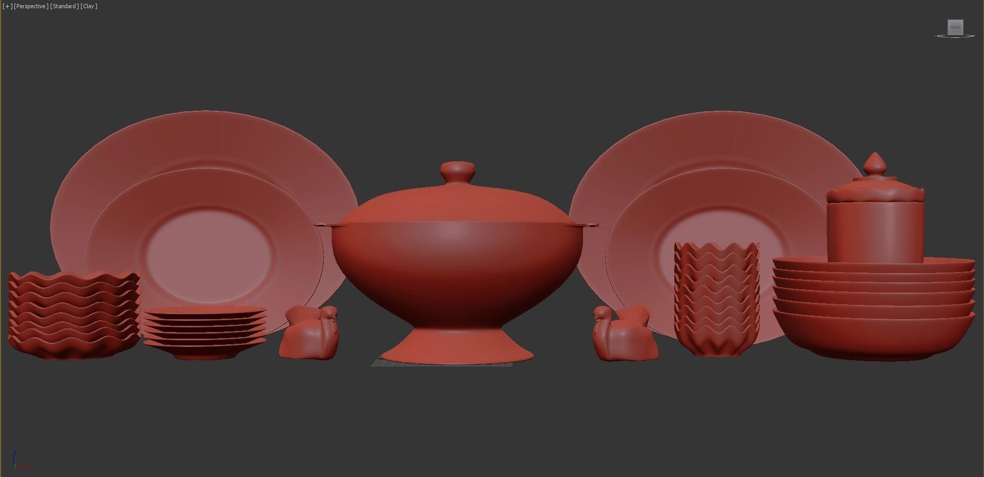 Dishes set 2 dinnerware at 3D model_9