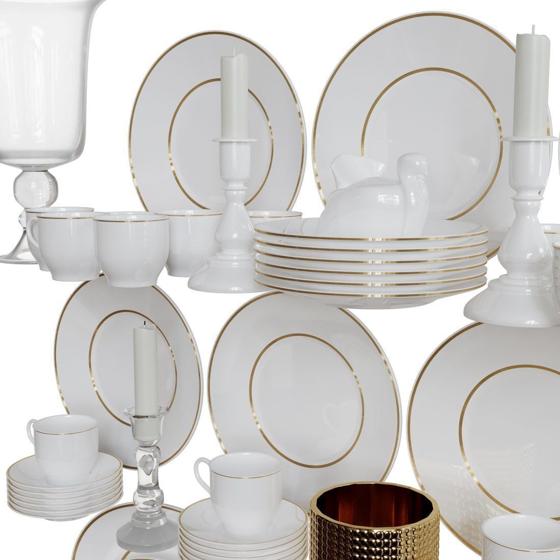 Dishes set 2 dinnerware at 3D model_4