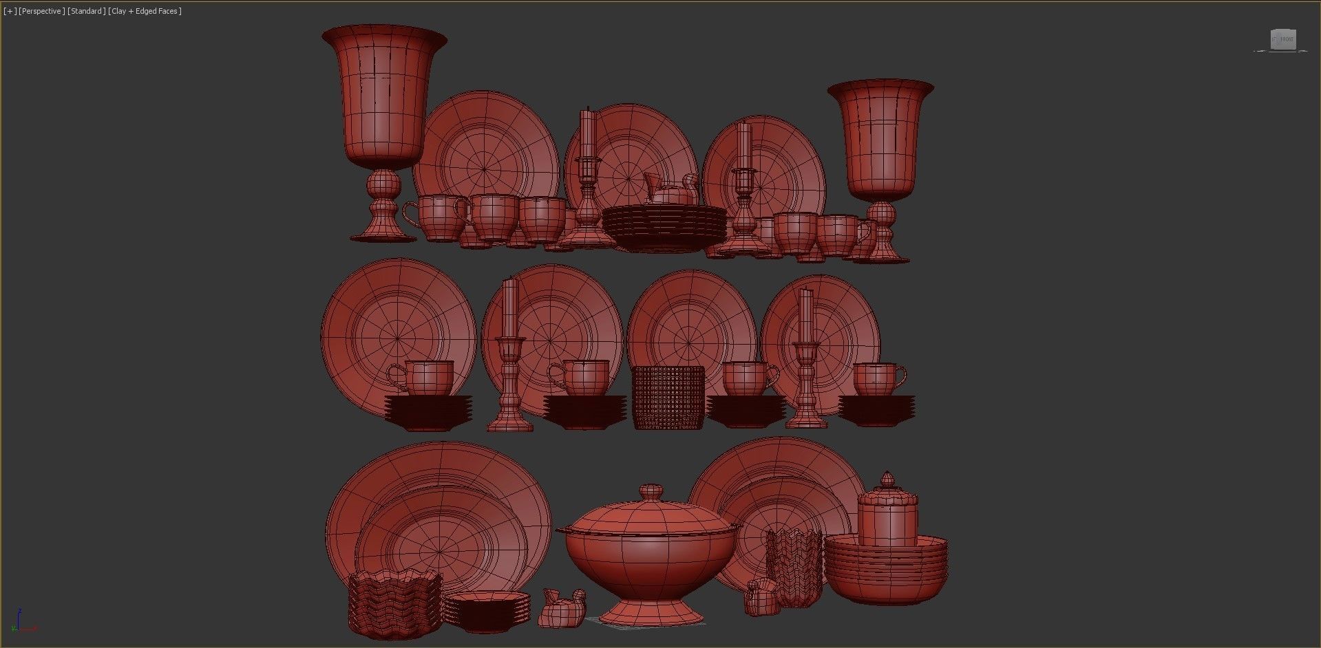 Dishes set 2 dinnerware at 3D model_10