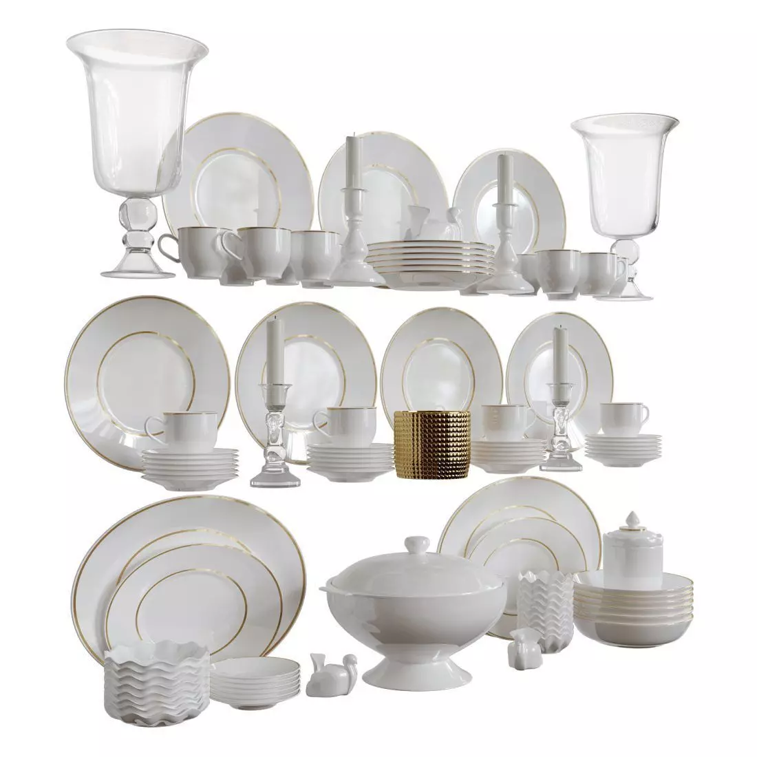 Dishes set 2 dinnerware at 3D model_0