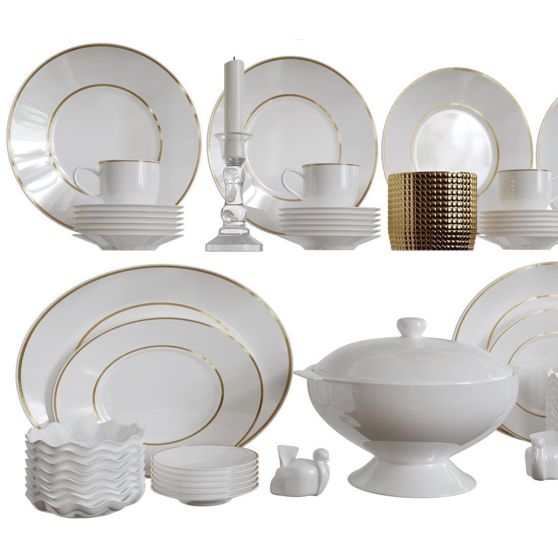 Dishes set 2 dinnerware at 3D model_3