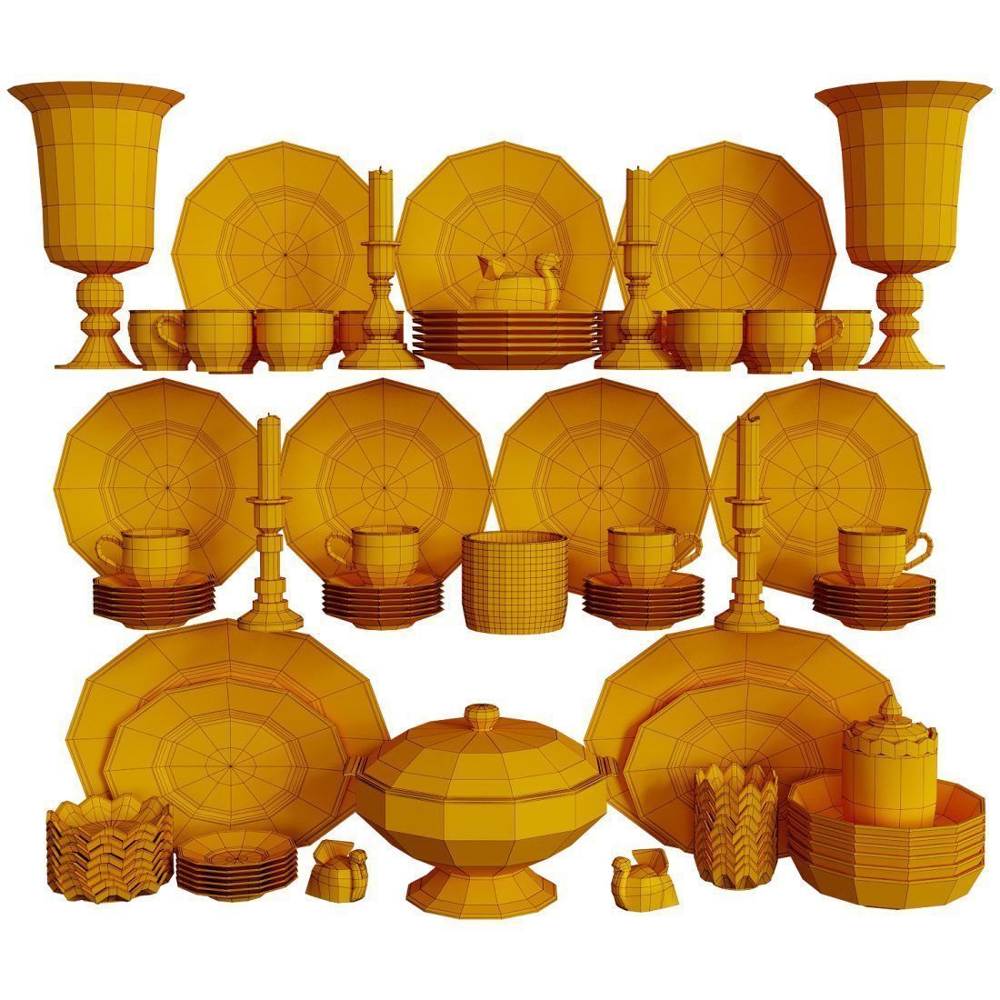 Dishes set 2 dinnerware at 3D model_2