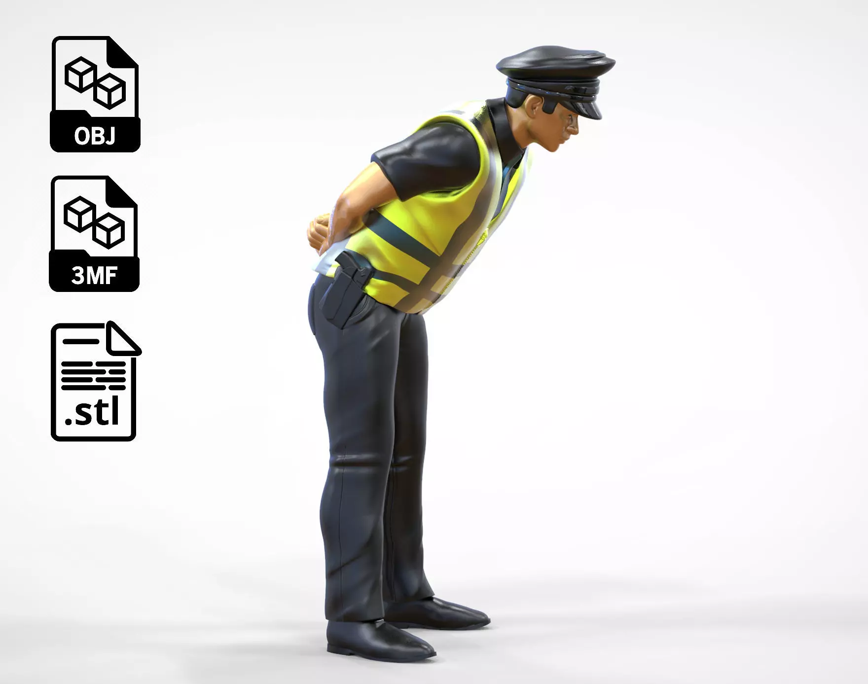 N4 Traffic Police bending over 3D print model