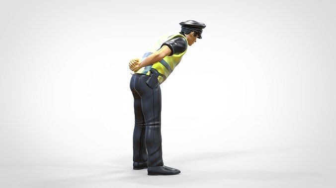 N4 Traffic Police bending over  3D print model 6