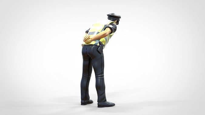N4 Traffic Police bending over  3D print model 7