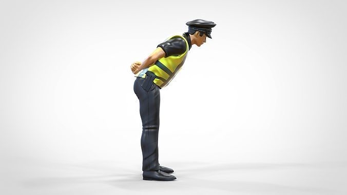 N4 Traffic Police bending over  3D print model 5