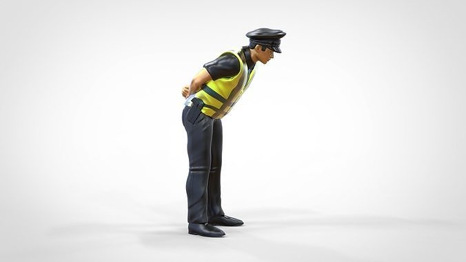 N4 Traffic Police bending over  3D print model 3