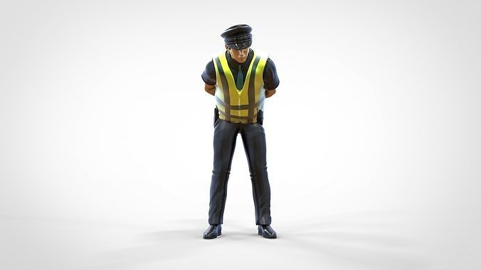 N4 Traffic Police bending over  3D print model 4