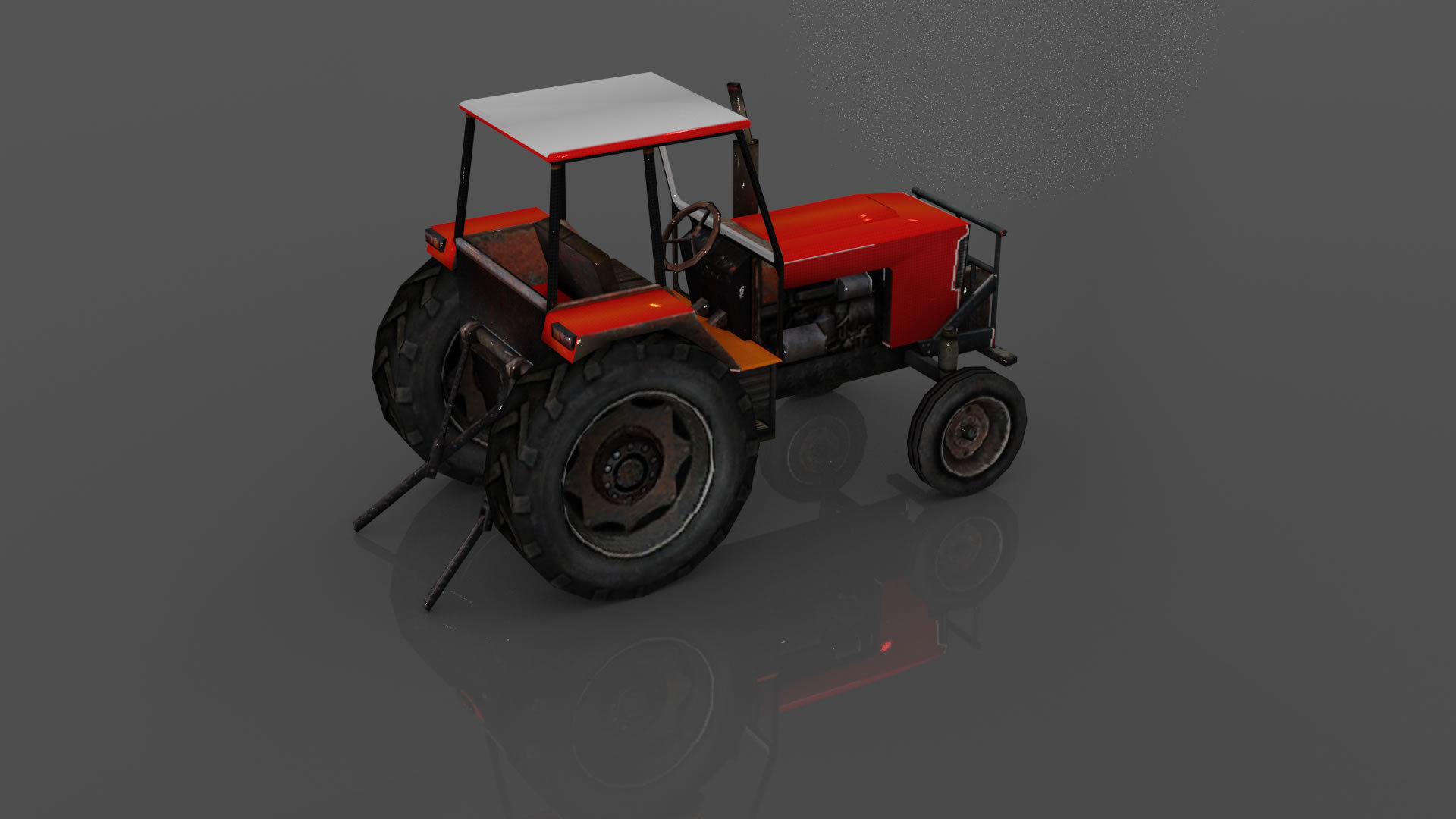 Tractor Low-poly 3D model_8