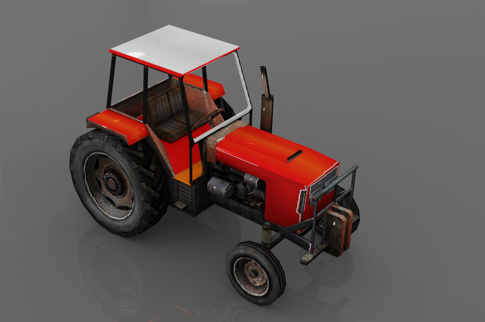 Tractor Low-poly 3D model_9