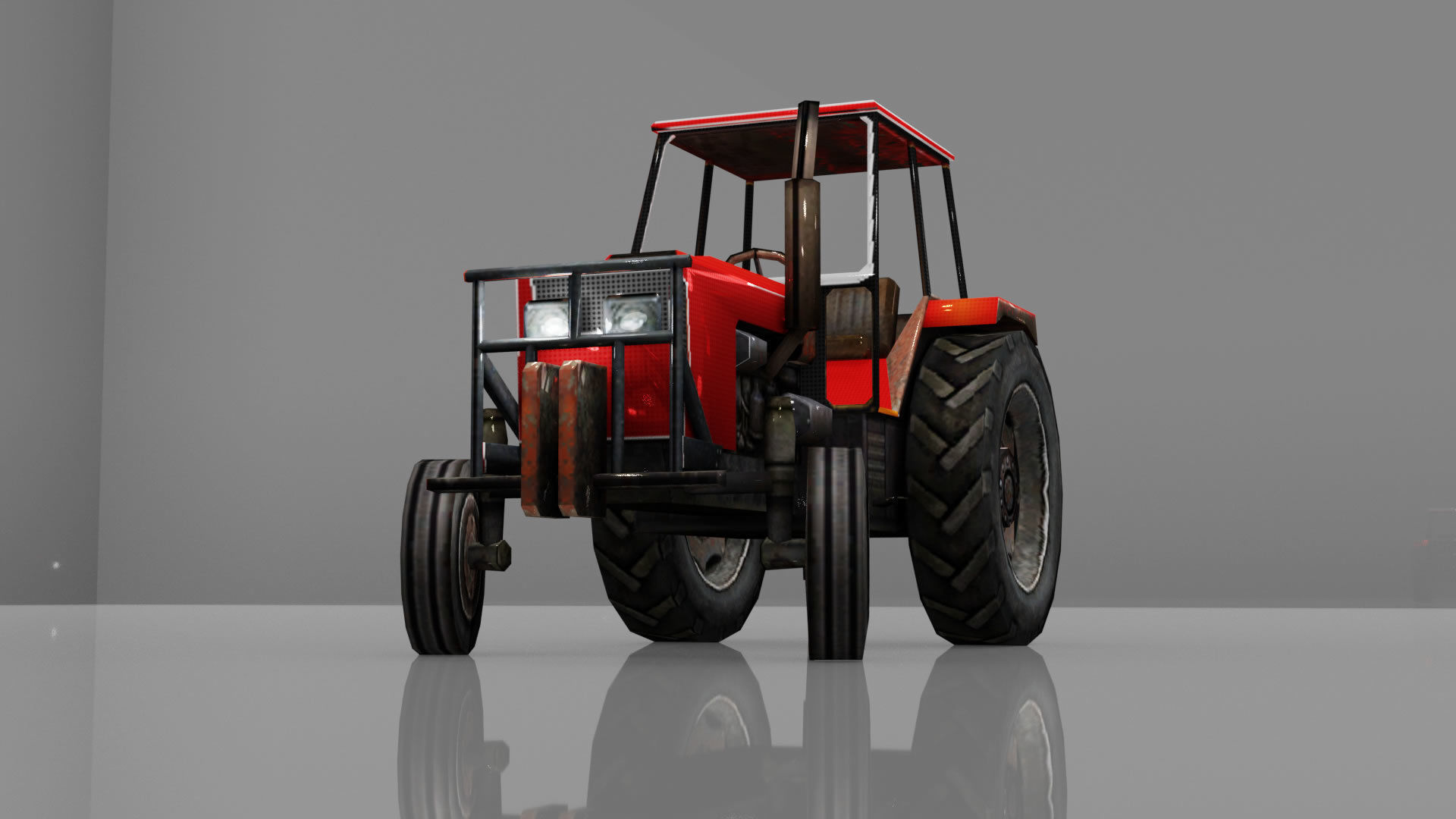 Tractor Low-poly 3D model_3