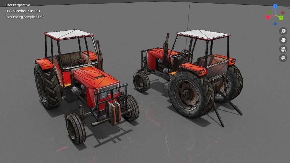 Tractor Low-poly 3D model_5
