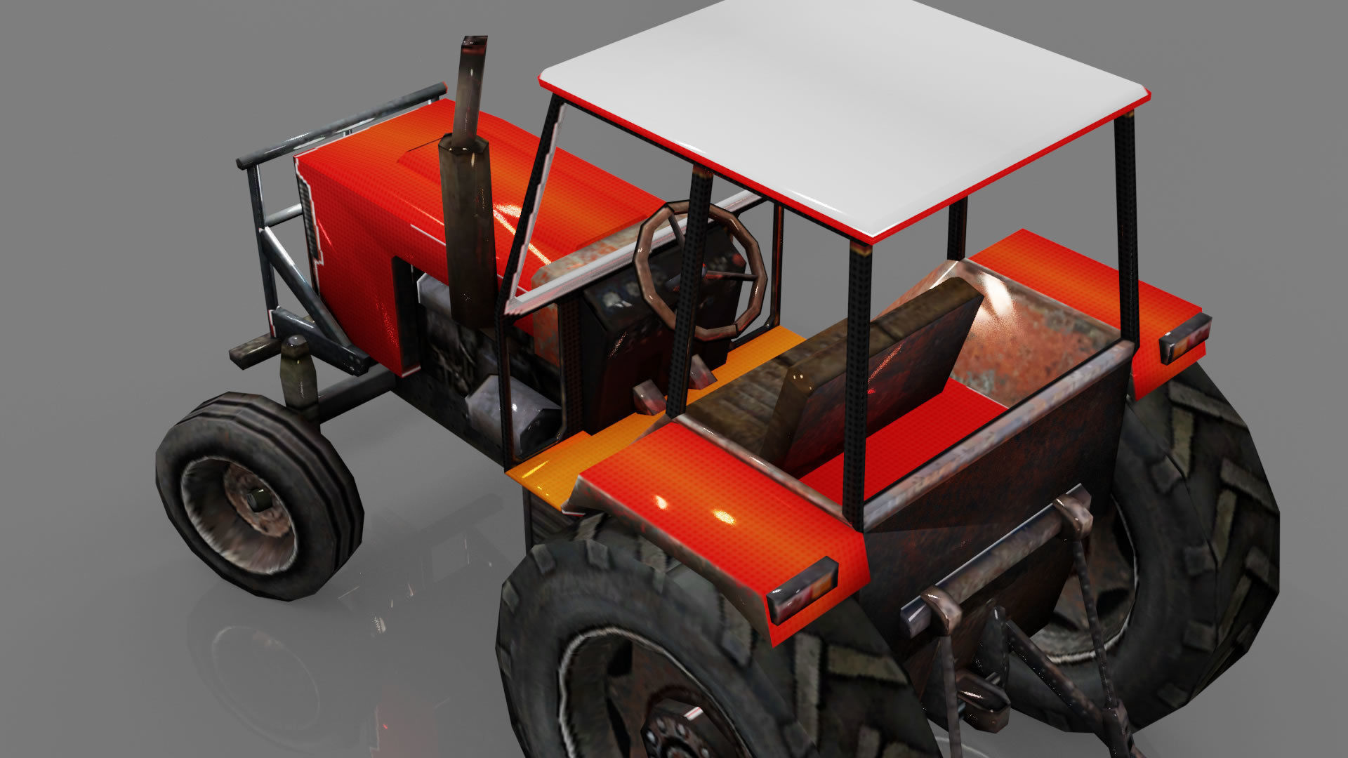 Tractor Low-poly 3D model_10