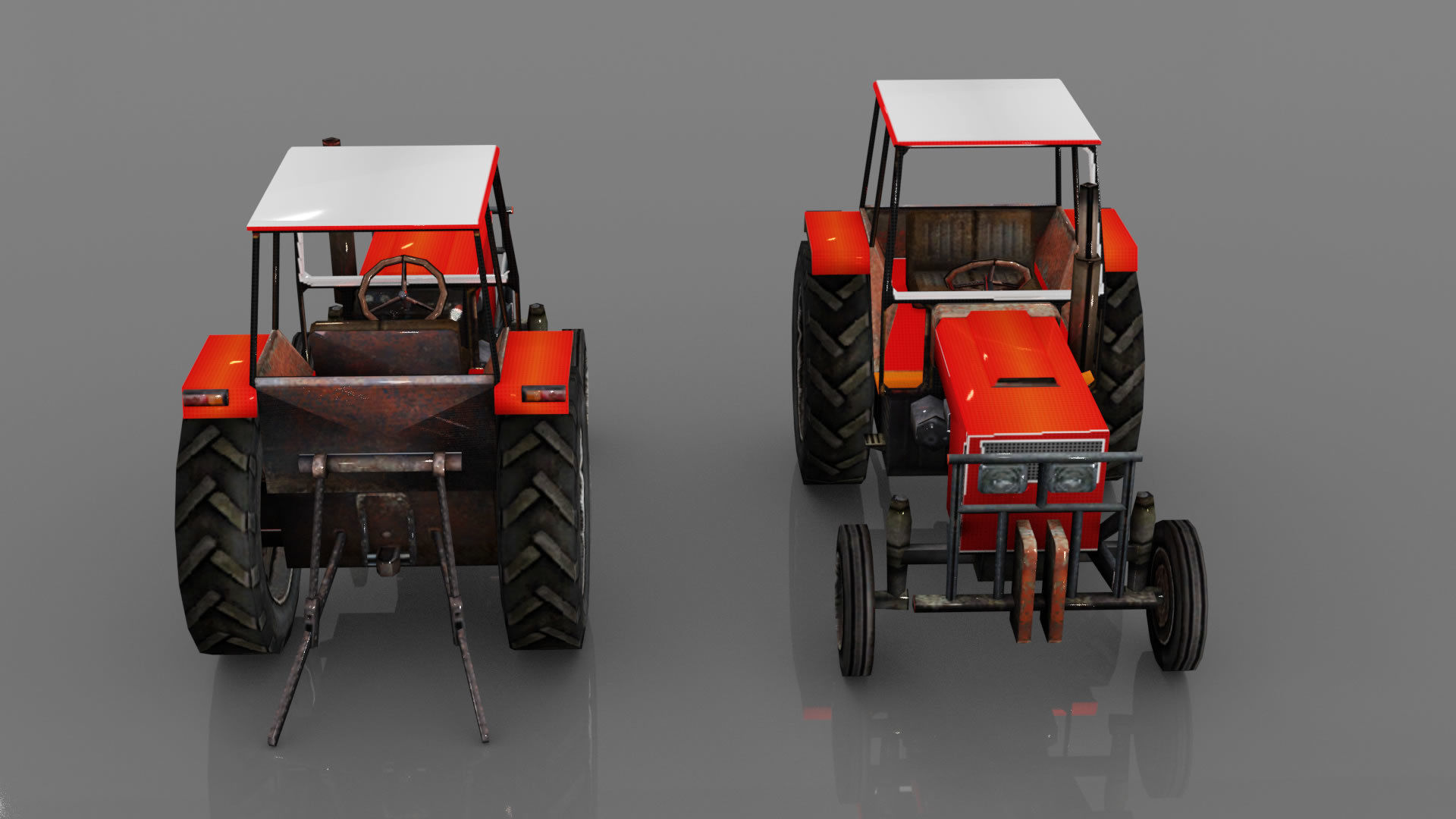 Tractor Low-poly 3D model_4