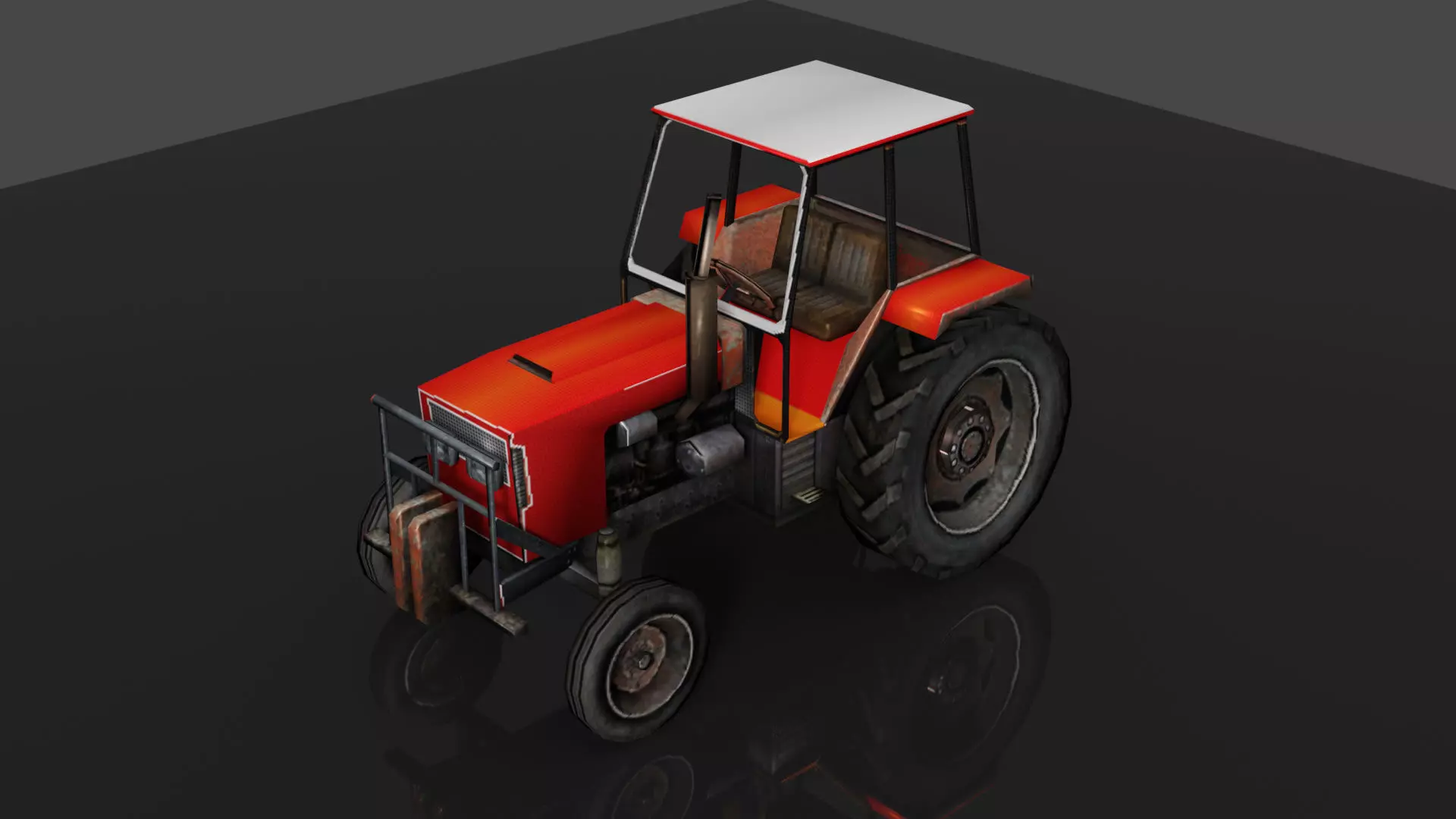 Tractor Low-poly 3D model_0