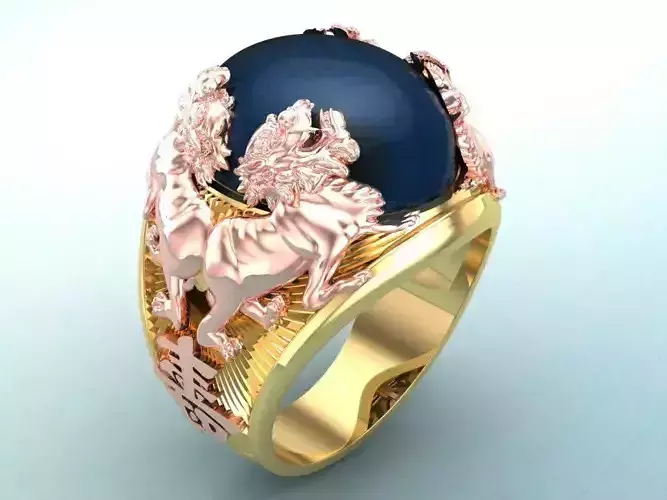 Unicorn ring - Four pixiu ring - Mens ring - N428