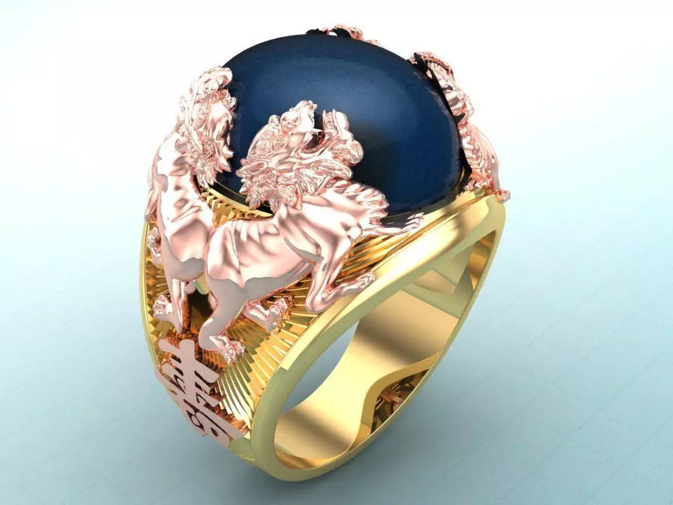Unicorn ring - Four pixiu ring - Mens ring - N428 3D print model