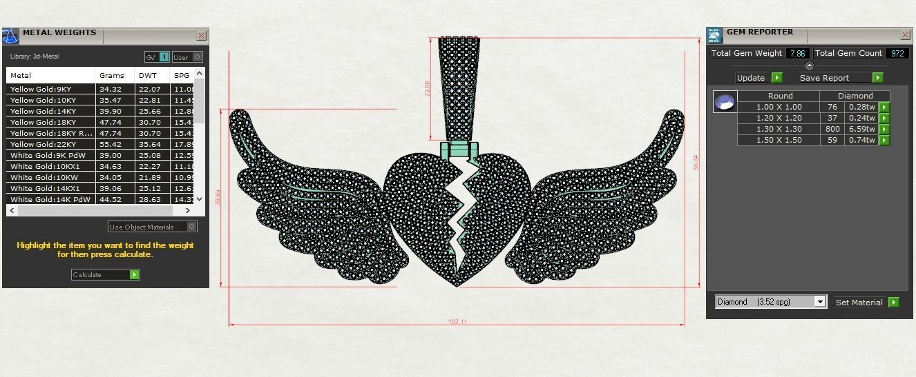 Broken Heart with Wings Pendant 3D print model_10