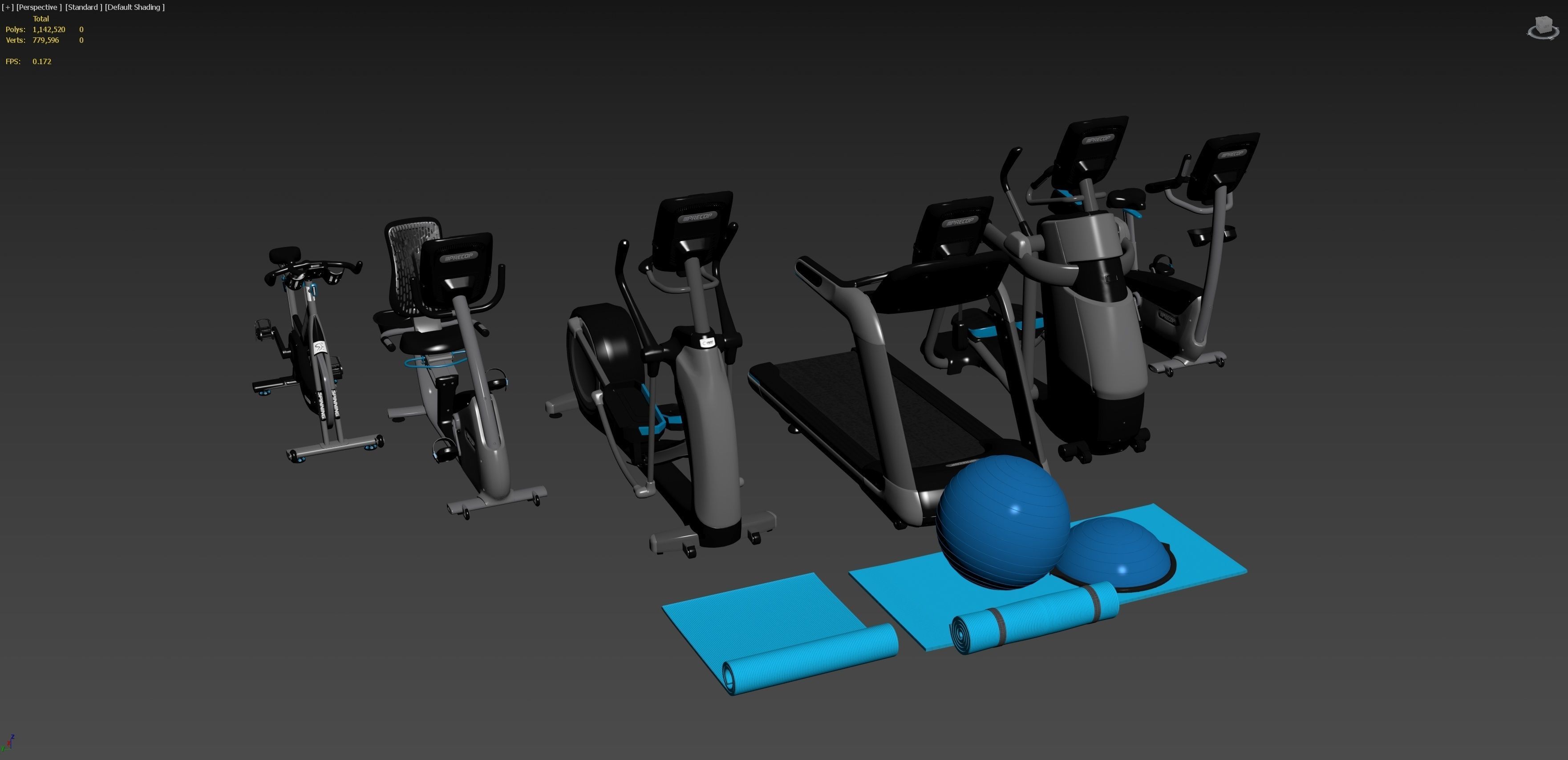 Precor collection 2021 and Fitness equipment set 3D model_1
