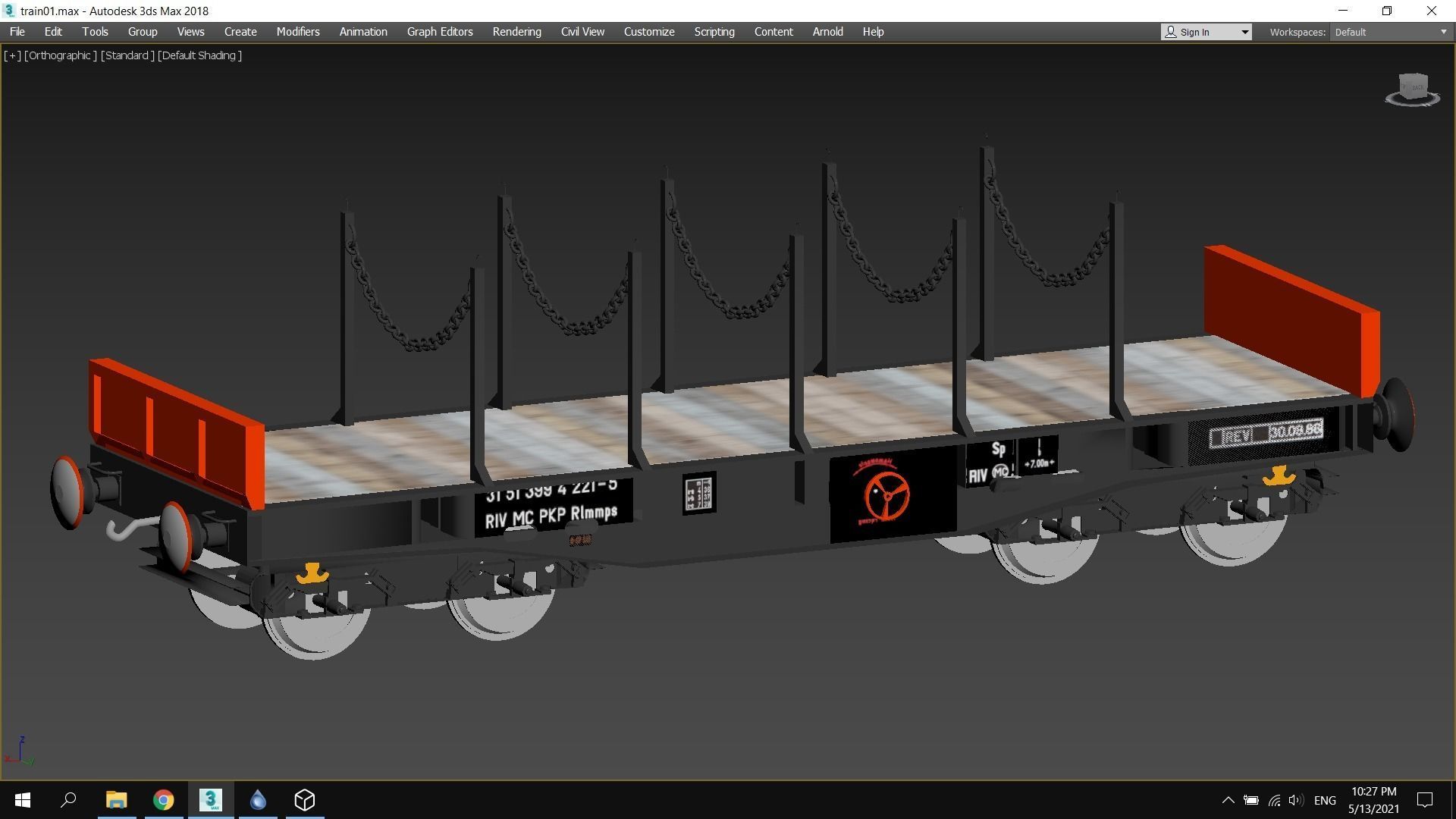 Flat wagon 3D model_2