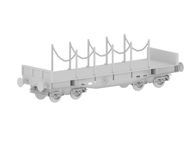 Flat wagon 3D model_3